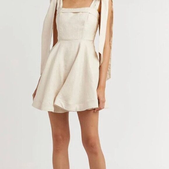 DISSH AISLE PEARL LINEN BOW MINI DRESS *NWT* AU 8 US 4 EU 36 - Picture 5 of 6